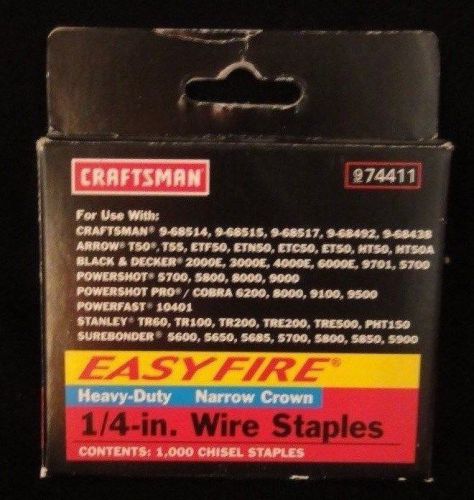 Craftsman Easy Fire Heavy Duty Narrow Crown 1/4&#034; Chisel Pt Wire Staples 9 74411