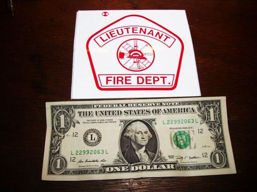&#039; lieutenant fire dept&#034;  w/ center emblem -  reflective sticker - decal for sale