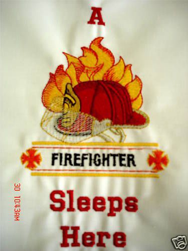 Embroidered Firefighter Pillowcase fire heat