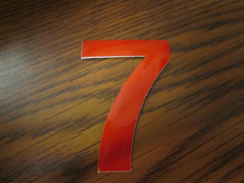 7 (Seven), Adhesive Fire Helmet Numbers, Red/Orange, Lot of 16, NEW