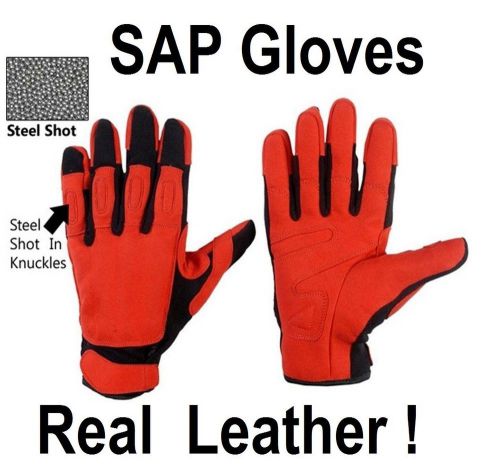 NEW LARGE BLACK &amp; RED LEATHER SAP GLOVES LAW ENFORCEMENT POLICE TACTICAL GEAR