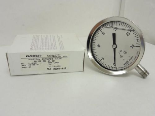 148129 New In Box, Ashcroft 35-1009-SWL-02L-30 DURALIFE Gauge SS, 0-30PSI 1/4 NP
