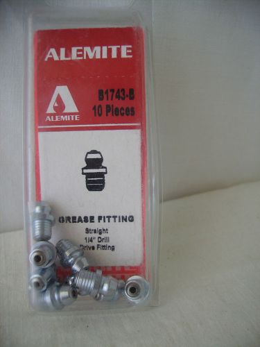 Alemite Straight Drive Grease Fitting 1/4&#034; Drill B1743-B  10 Pcs.  USA  NIP