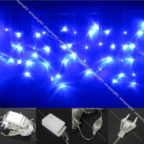 10ft 100 led blue curtain icicle lights string fairy light 4 xmas decoration for sale