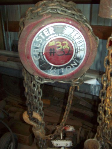 Chester zephyr 1/2 ton manual chain hoist excellent for sale