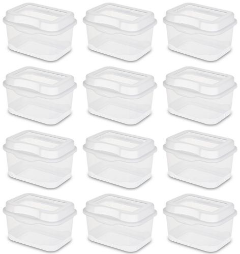 12) sterilite 18018612 micro flip top latching storage box card container clear for sale