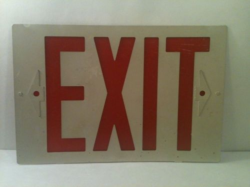 Vintage exit sign with see through red letters! 11&#034; x 7.4&#034; metal for sale