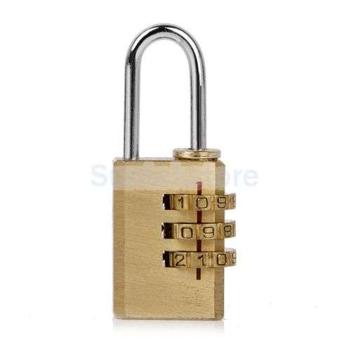 Brass 3-Digit Combination Lock Travel Luggage Suitcase Resettable Code Padlock