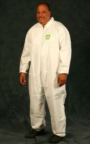 Lot of 3 Disposable WHITE ProTekt Tyvek Coveralls Zip Front LARGE Free Shipping!