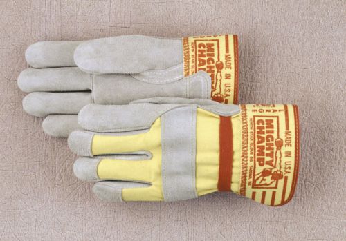 #1962 medium mighty champ industrial thick premium leather work gloves  usa made for sale