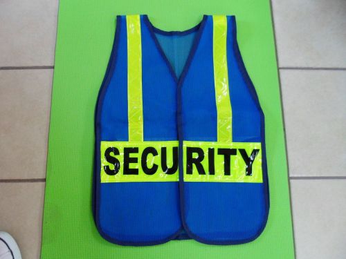 Blue safety vests with security signs for sale