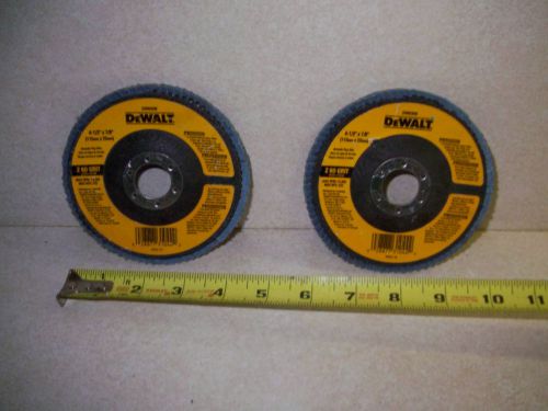 Lot of 2 dewalt dw8308 4-1/2&#034; x 7/8&#034; 60 grit zirconia flap abrasive discs for sale