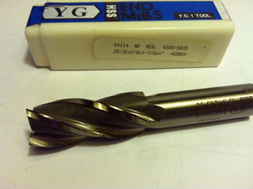 YG-1, HSS ENDMILL #04114, 4 FLUTE,  25/32&#034; X 5/8&#034; SHANK, 4&#034; OAL SQ END UNCOATED