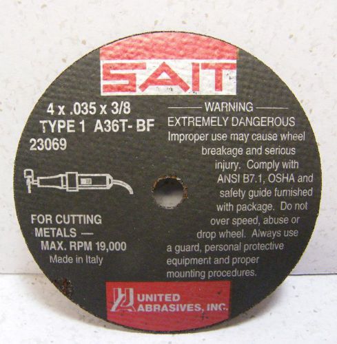 United abrasives, inc. sait cut off wheel 23069 4 x .035 x 3/8 for sale