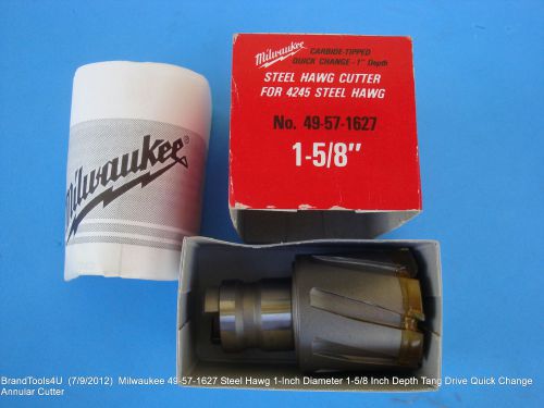 Milwaukee 49-57-1627 steel hawg 1-5/8&#034; tang drive quick change annular cutter for sale