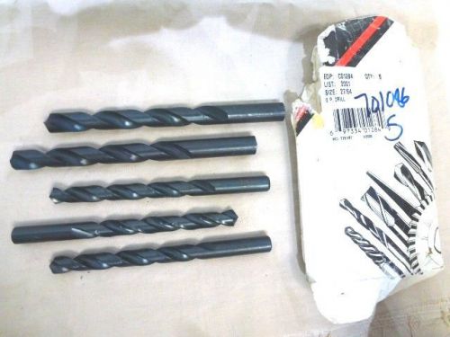 Set of 5 cleveland twist drill bits 2 -  1/2 ” x 5.75” 3 - 27/64” x 5.5” oal shank for sale