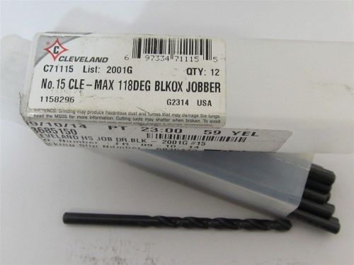 Cleveland c71115, #15, hss jobber length drill bits - 12 each for sale