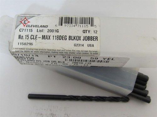 Cleveland C71115, #15, HSS Jobber Length Drill Bits - 12 each