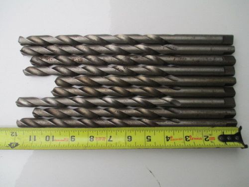 37/64 Drill Bits HS 9 3/4&#034; to  12&#034; long , Lot iof 9 pieces.