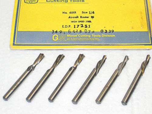 Morse cutting tools aircraft router bits lot 6 usa 1/4&#034; hss 6001 edp 17251 nos for sale