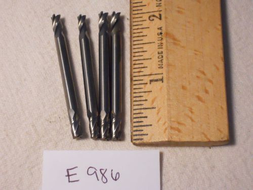 4 NEW 5/32&#034; SHANK CARBIDE ENDMILLS. 4 FLUTE. DOUBLE END MADE IN USA  {E986}
