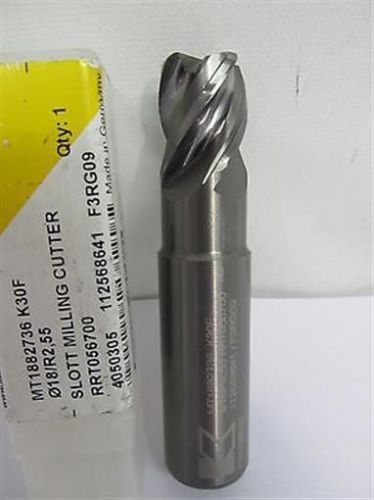 Kennametal mt1882736 k30f 18mm x 2.55 radius solid carbide slott milling cutter for sale