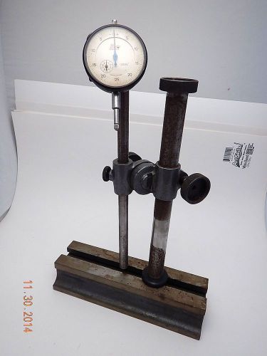 Vintage Baty Instruments Dial Indicator, Wooden Box, and Holding Fixture