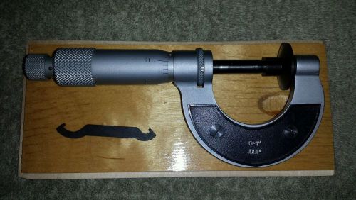 0-1&#034; Disc / Flange Micrometer (China) w/ Wooden Box - Excellent Condition