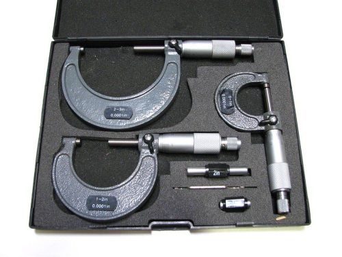 Micrometer Outside C-Type Carbide Tip 3 Pc Set 0-3&#034; New