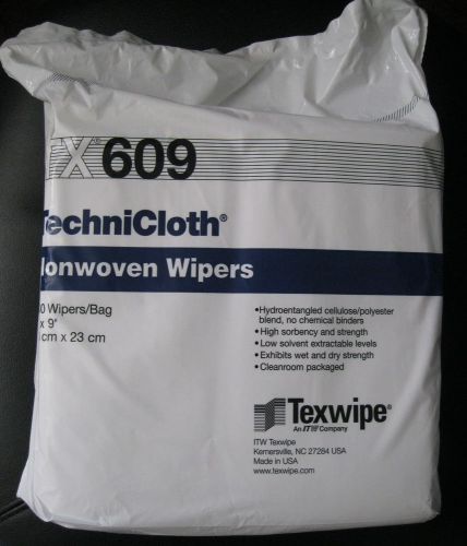 6 x 300 = 1800 texwipe tx609 technicloth nonwoven wipers 9&#034; x 9&#034; for sale