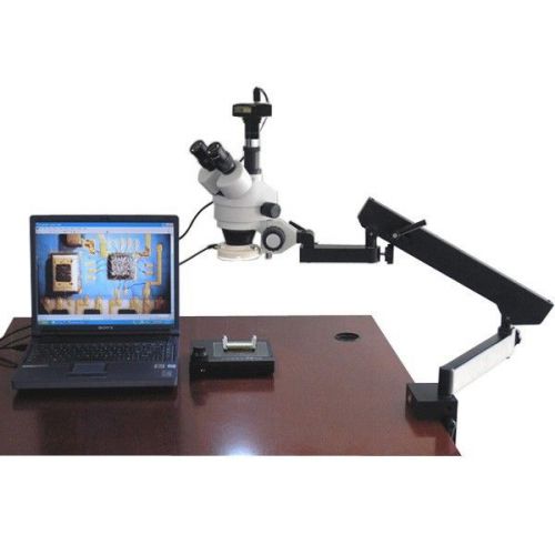 3.5x-90x articulating stereo microscope with 54-led light + 8mp digital camera for sale