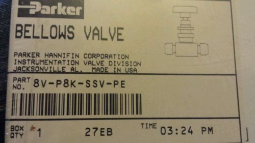 NEW Parker Veriflo 8V-P8K-SSV-PE 1/2&#034; Manual Bellows Valve, ASM PN: 50-123824A16