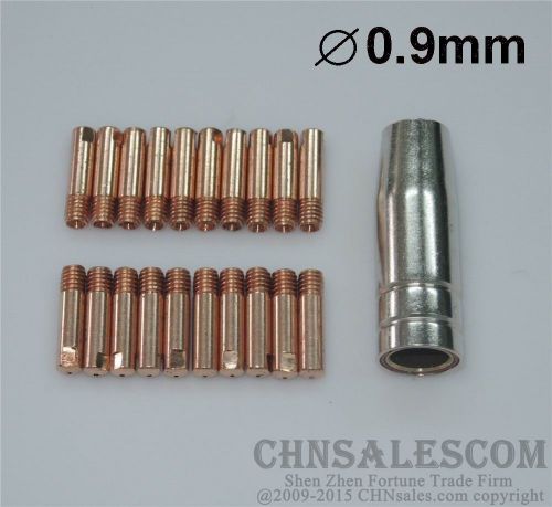 21 PCS MB-15AK MIG/MAG Welding Torch Contact Tip 0.9mm Gas Nozzle 145.0075