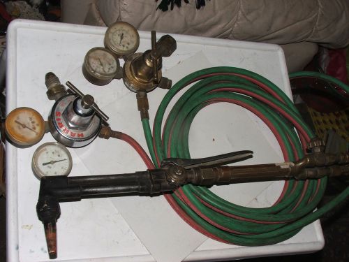 Vintage victor torch victor gauge, harris gage, 23&#039; oxy/ ace hose; fast shipping for sale