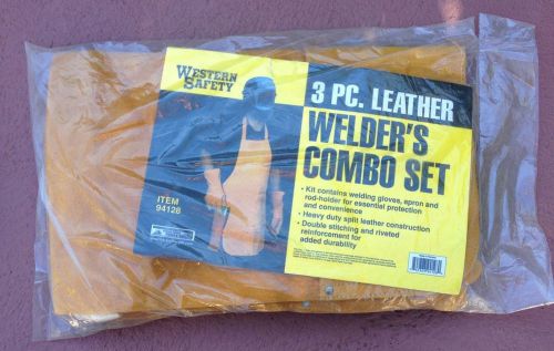 Western Safety Leather Welder&#039;s Apron &amp; Leather Glove, New in Package