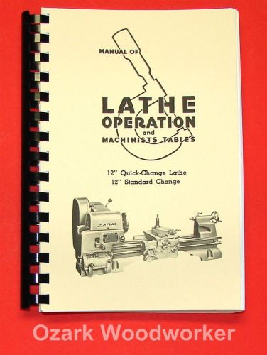 Atlas craftsman manual of lathe operation book for 12&#034; crossfeed pull-knob 0034 for sale