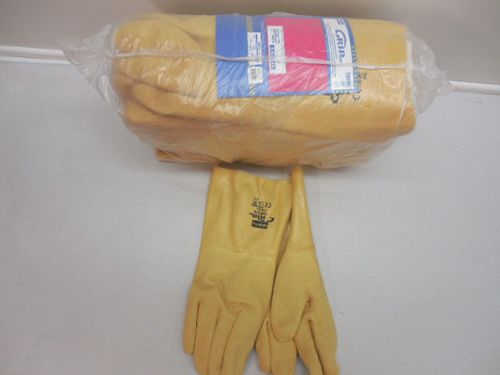 12 Pair North Grip Task Wrinkle Rubber Yellow Gloves Gauntlet T65FWG  Size 11XXL