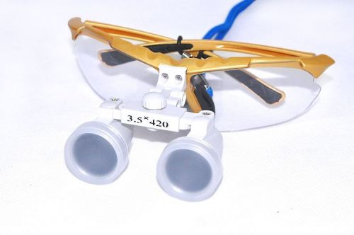 Dentist yellow dental surgical binocular loupes 3.5x 420mm optical glass loup for sale