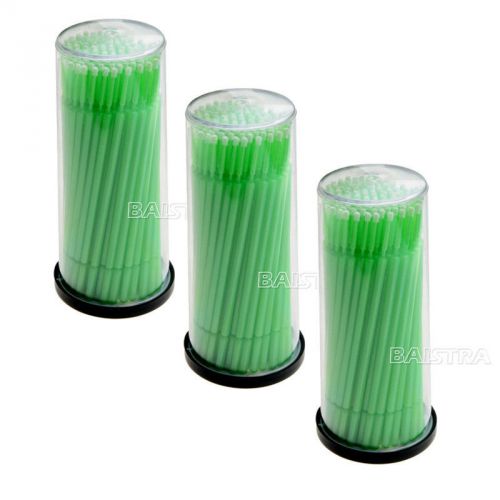 CLEAR 3 Boxes Dental Lab Disposable Micro Applicators Brushes 100PCS/Box Green