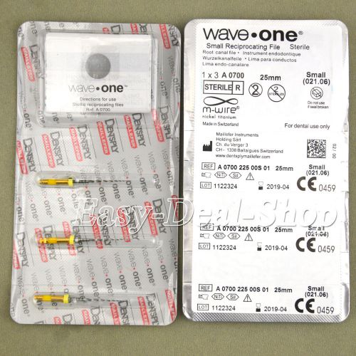 Dentsply endo wave•one root cannal small reciprocating files 021.06 25mm 100% for sale