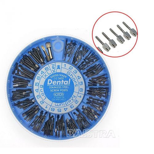 1 Box/240 Pcs Dental Mix Stainless Steel Conical Nordin Screw Posts Kits Refills