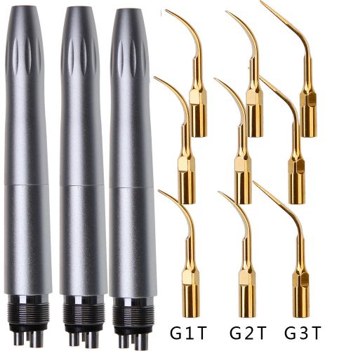 3 Dental Ultrasonic Air Scaler Scaling Handpiece Midwest 4 HOLE with 9 Tips