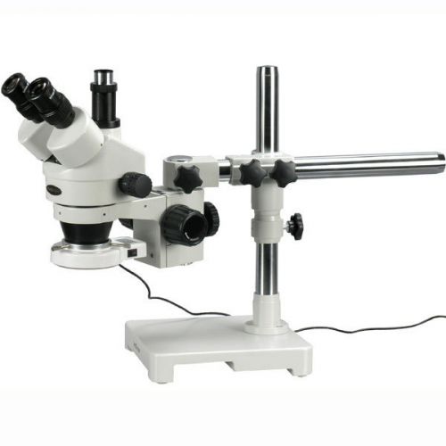 7X-180X Boom Stand Trinocular Zoom Stereo Microscope + 54 LED Light