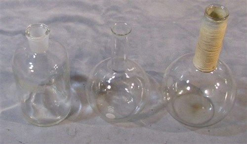 Lot Of 3 Flasks Laboratory Glass