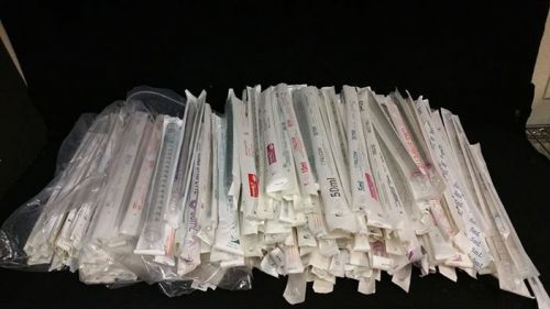 Serological &amp; aspirating pipet various sizes 2, 5, 10, 25, 50, 100 ml lot of 347 for sale