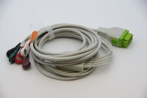 New 5 leads ecg cable for ge marquette eagle dash monitor w/ snap head us seller for sale