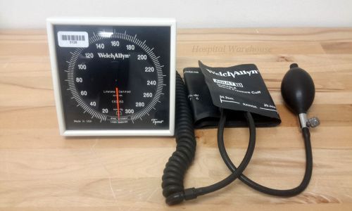 Welch allyn tycos 767 series wall aneroid sphygmomanometer w/ bulb &amp; cuff for sale