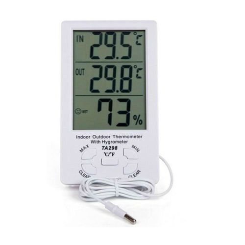 C/F Indoor/Outdoor Thermometer with Hygrometer Digital LCD clock Sensor probe