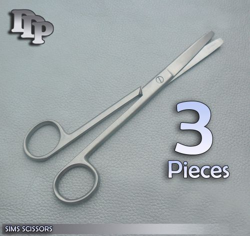 3 Sims Scissors STRAIGHT 8&#034; Surgical Gynecology Instruments