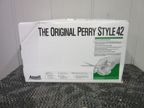 50 PAIRS ANSELL PERRY STYLE 42 WHITE POWDER LATEX SURGICAL GLOVES SIZE 6.5 NEW